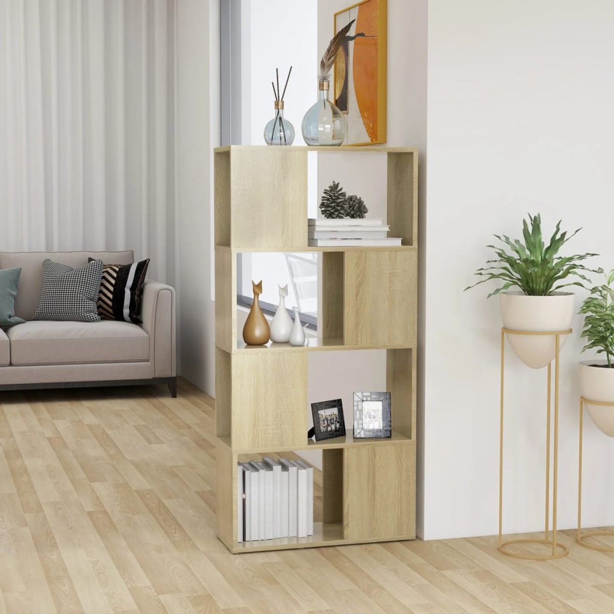 vidaXL Βιβλιοθήκη/Διαχωριστικό Χώρου Sonoma Δρυς 60x24x124,5εκ Μοριοσ.