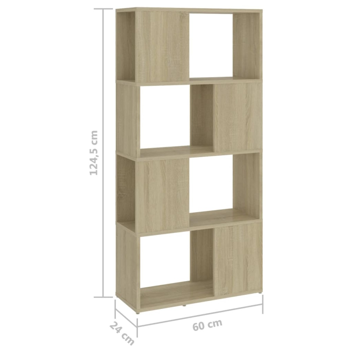 vidaXL Βιβλιοθήκη/Διαχωριστικό Χώρου Sonoma Δρυς 60x24x124,5εκ Μοριοσ.