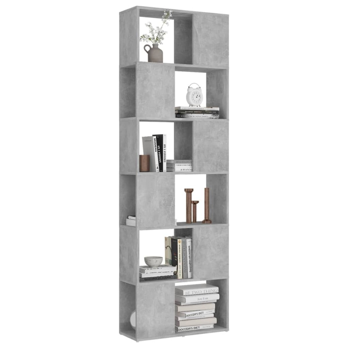 vidaXL Βιβλιοθήκη/Διαχωρισ. Χώρου Γκρι Σκυρ. 60x24x186 εκ. Μοριοσανίδα