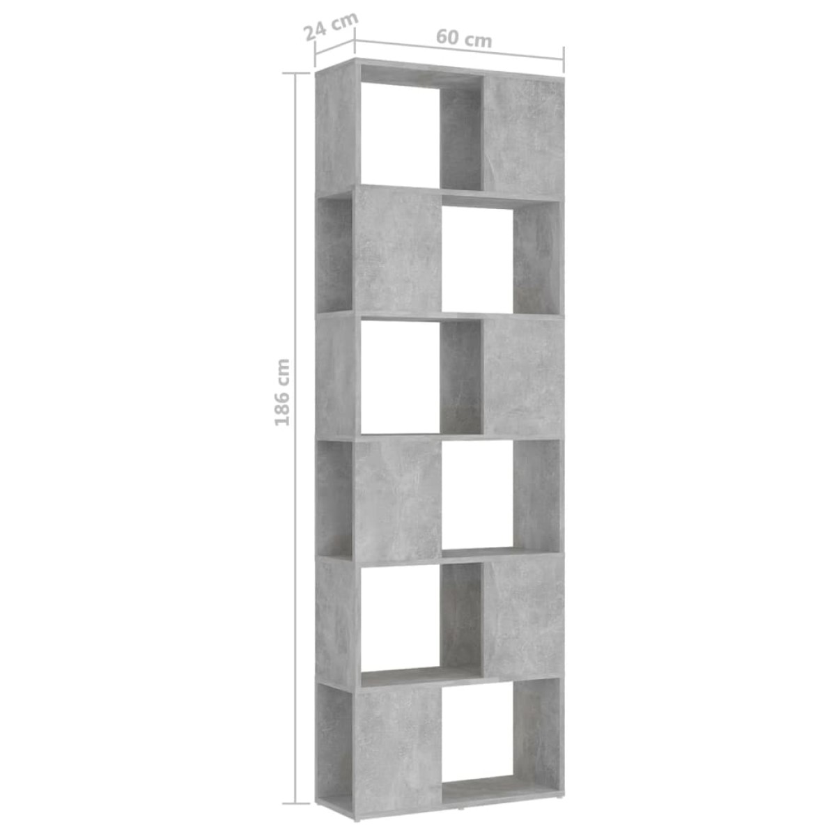 vidaXL Βιβλιοθήκη/Διαχωρισ. Χώρου Γκρι Σκυρ. 60x24x186 εκ. Μοριοσανίδα