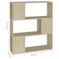 vidaXL Βιβλιοθήκη/Διαχωριστικό Sonoma Δρυς 80x24x94 εκ. Μοριοσανίδα
