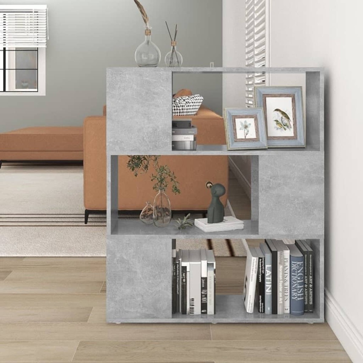 vidaXL Βιβλιοθήκη/Διαχωριστ. Χώρου Γκρι Σκυρ. 80x24x94 εκ. Μοριοσανίδα