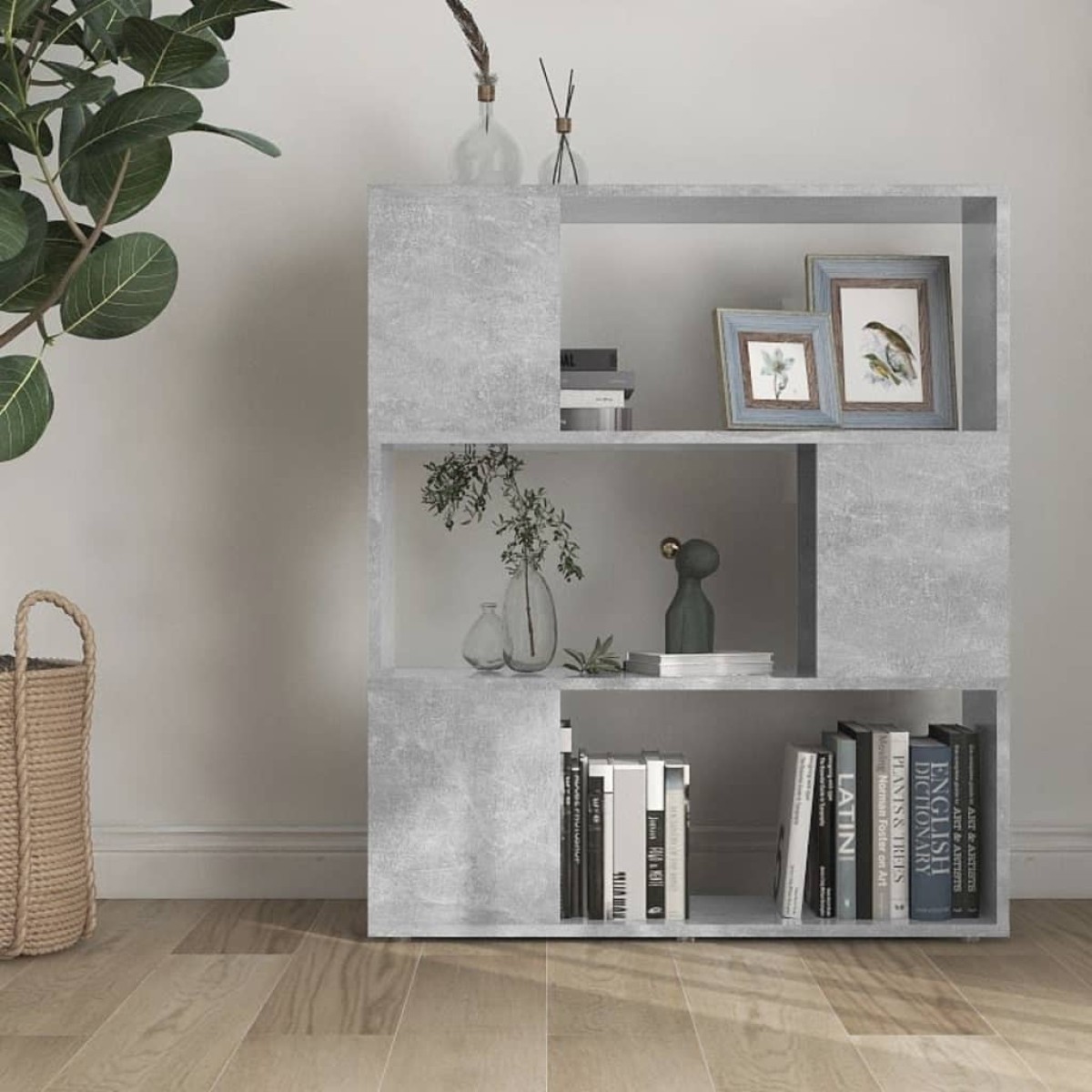 vidaXL Βιβλιοθήκη/Διαχωριστ. Χώρου Γκρι Σκυρ. 80x24x94 εκ. Μοριοσανίδα