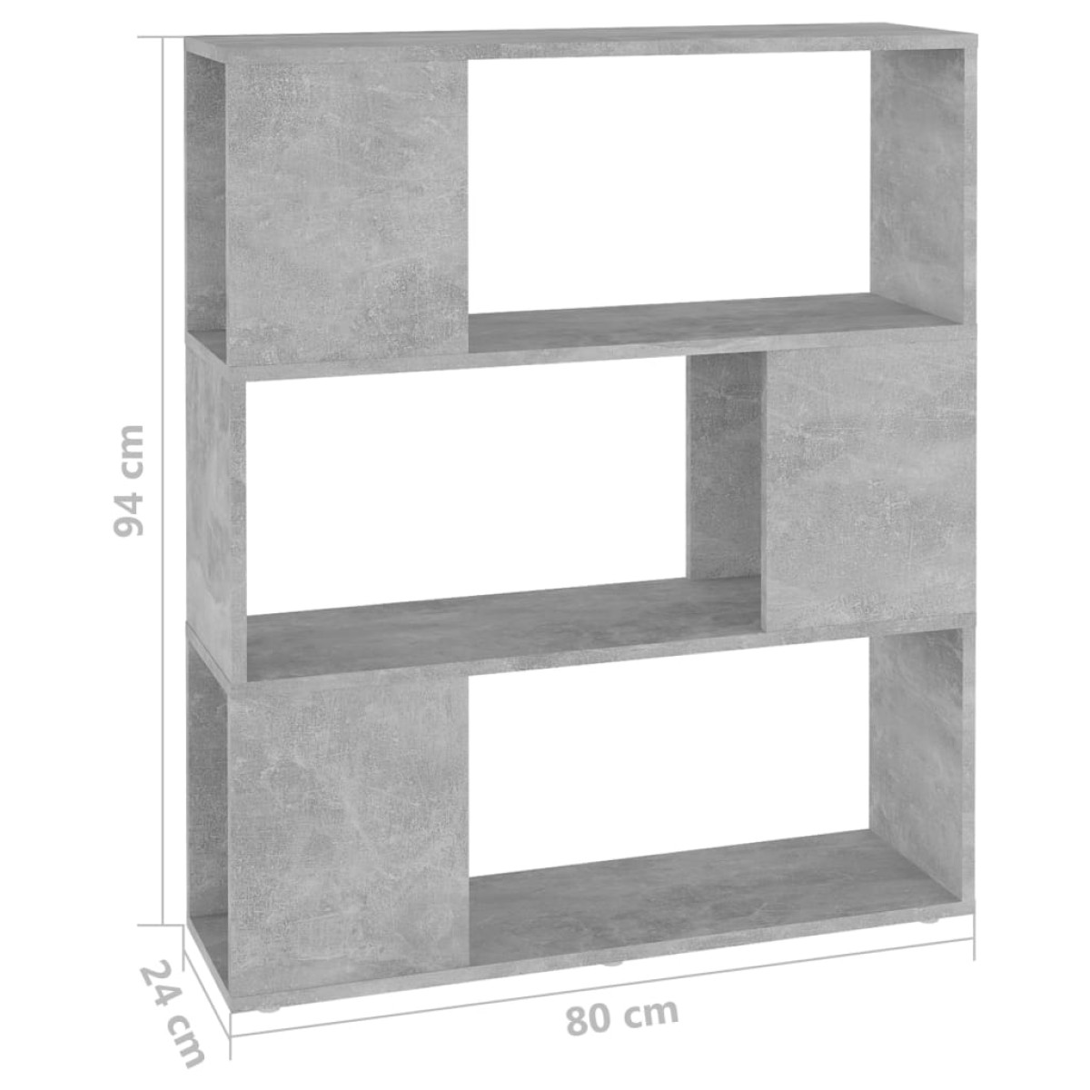 vidaXL Βιβλιοθήκη/Διαχωριστ. Χώρου Γκρι Σκυρ. 80x24x94 εκ. Μοριοσανίδα