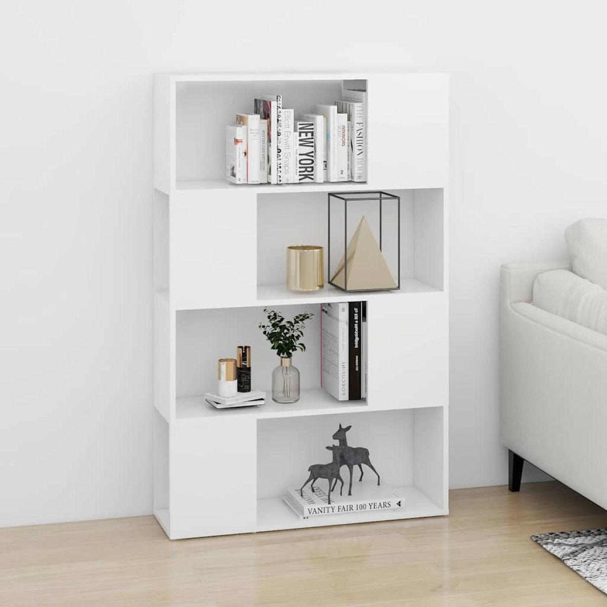 vidaXL Βιβλιοθήκη/Διαχωριστικό Χώρου Λευκό 80x24x124,5 εκ. Μοριοσανίδα