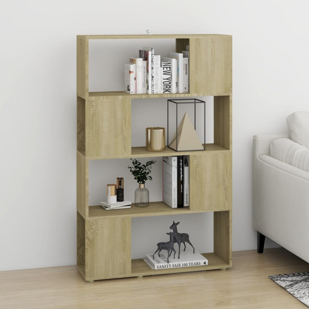 vidaXL Βιβλιοθήκη/Διαχωριστικό Χώρου Sonoma Δρυς 80x24x124,5εκ Μοριοσ.