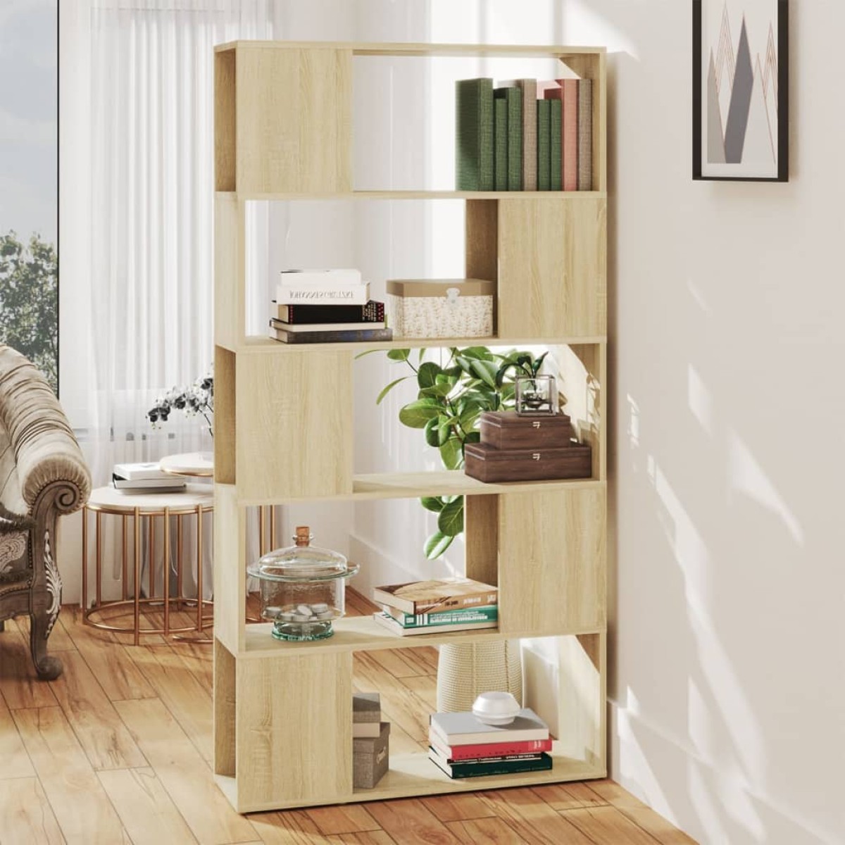 vidaXL Βιβλιοθήκη/Διαχωριστικό Χώρου Sonoma Δρυς 80x24x155 εκ. Μοριοσ.