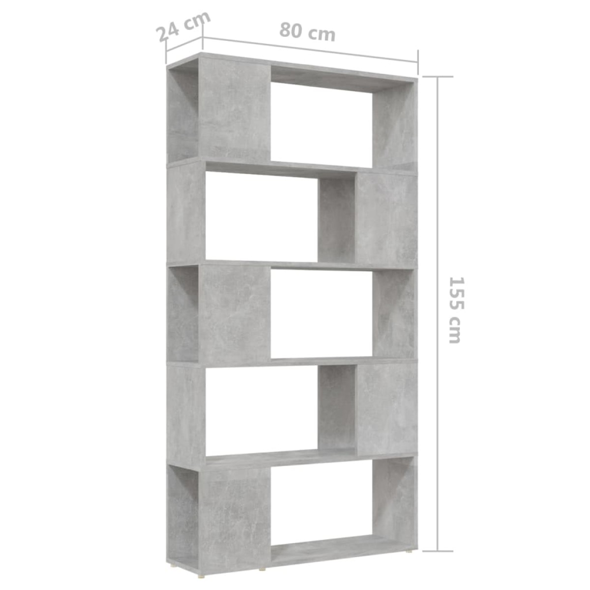 vidaXL Βιβλιοθήκη/Διαχωριστικό Γκρι Σκυροδ. 80x24x155 εκ. Μοριοσανίδα