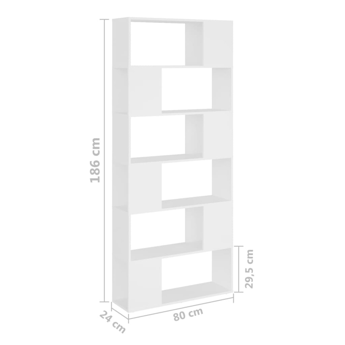vidaXL Βιβλιοθήκη/Διαχωριστικό Χώρου Λευκό 80x24x186 εκ. Μοριοσανίδα