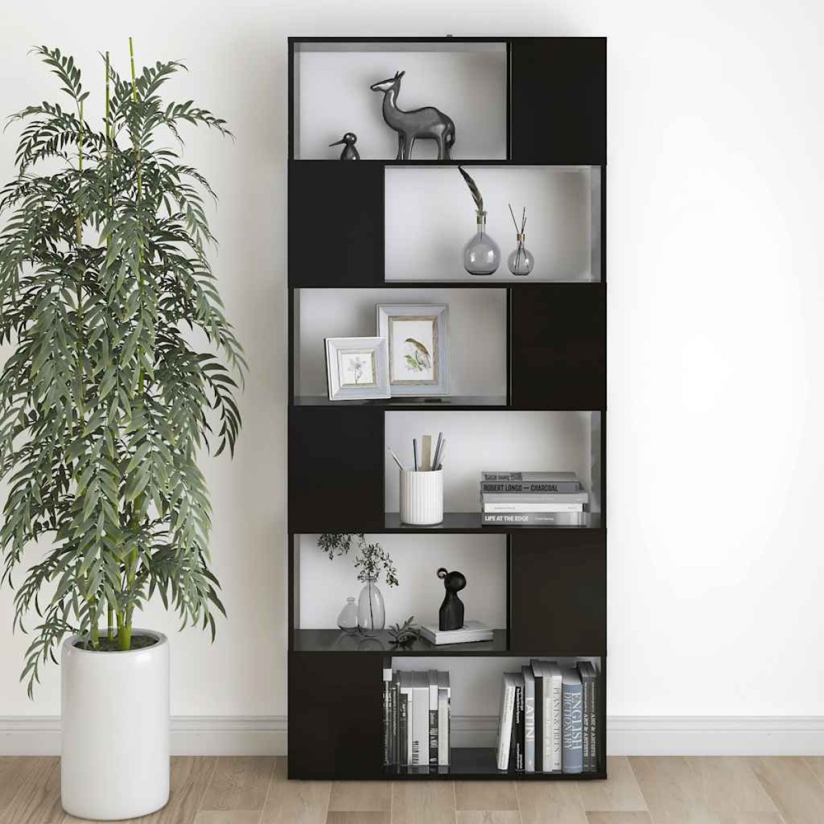 vidaXL Βιβλιοθήκη/Διαχωριστικό Χώρου Μαύρο 80x24x186 εκ. Μοριοσανίδα