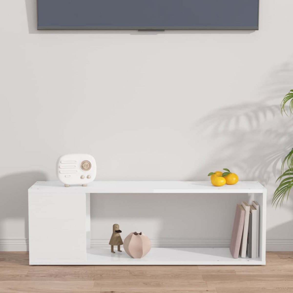 vidaXL Έπιπλο Τηλεόρασης Γυαλιστερό Λευκό 100 x 24 x 32 εκ Μοριοσανίδα