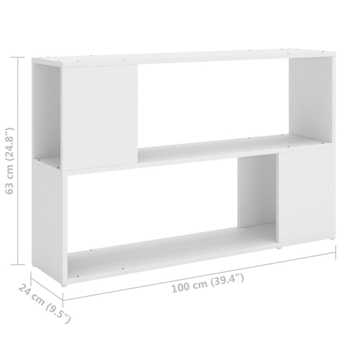 vidaXL Βιβλιοθήκη Λευκή 100 x 24 x 63 εκ. από Μοριοσανίδα