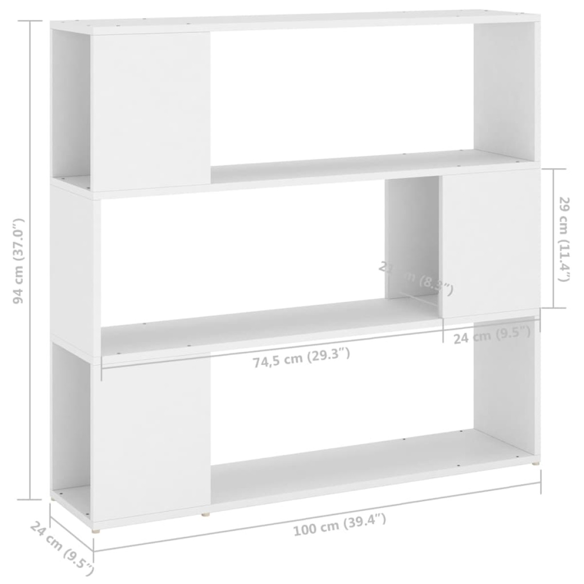 vidaXL Βιβλιοθήκη/Διαχωριστικό Χώρου Λευκό 100 x 24 x 94 εκ.