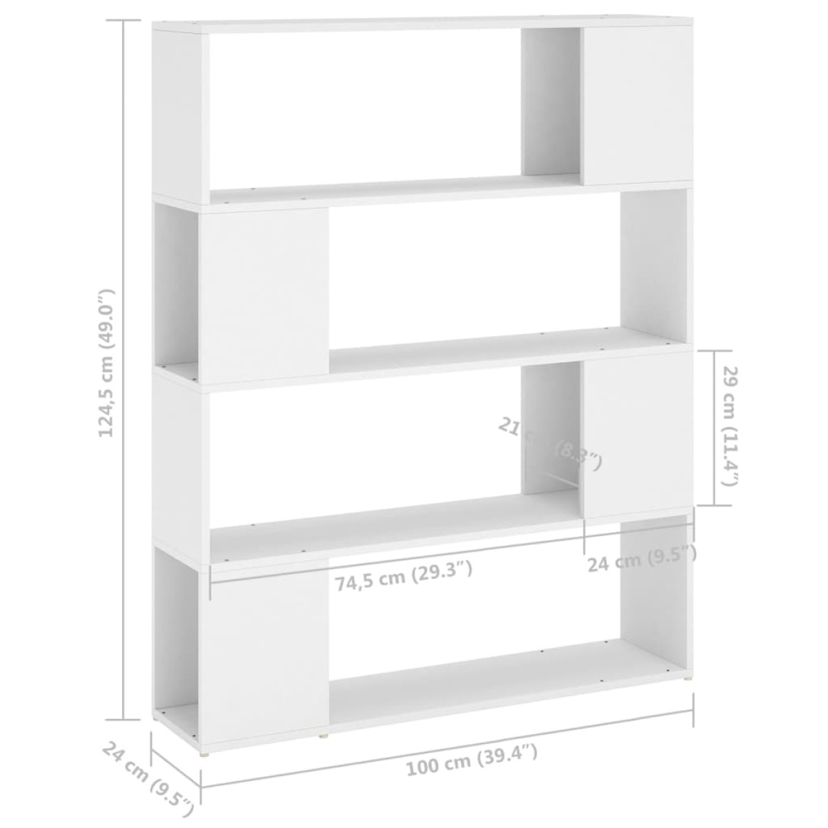 vidaXL Βιβλιοθήκη/Διαχωριστικό Χώρου Λευκό 100 x 24 x 124 εκ.