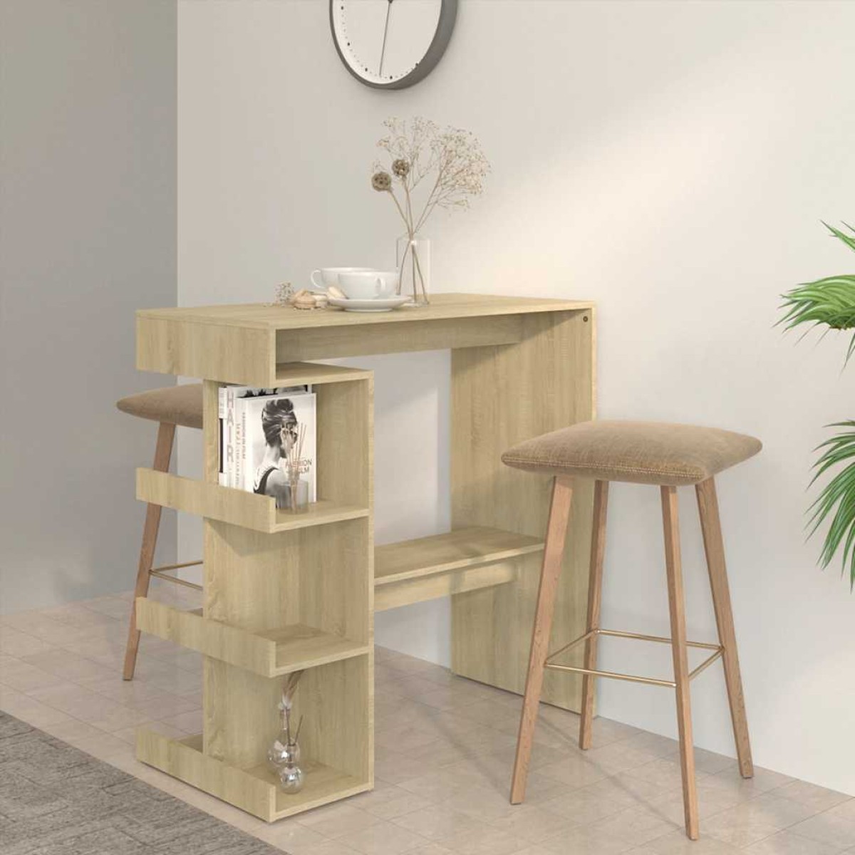vidaXL Τραπέζι Μπαρ με Ράφια Sonoma Δρυς 100x50x101,5 εκ. Μοριοσανίδα