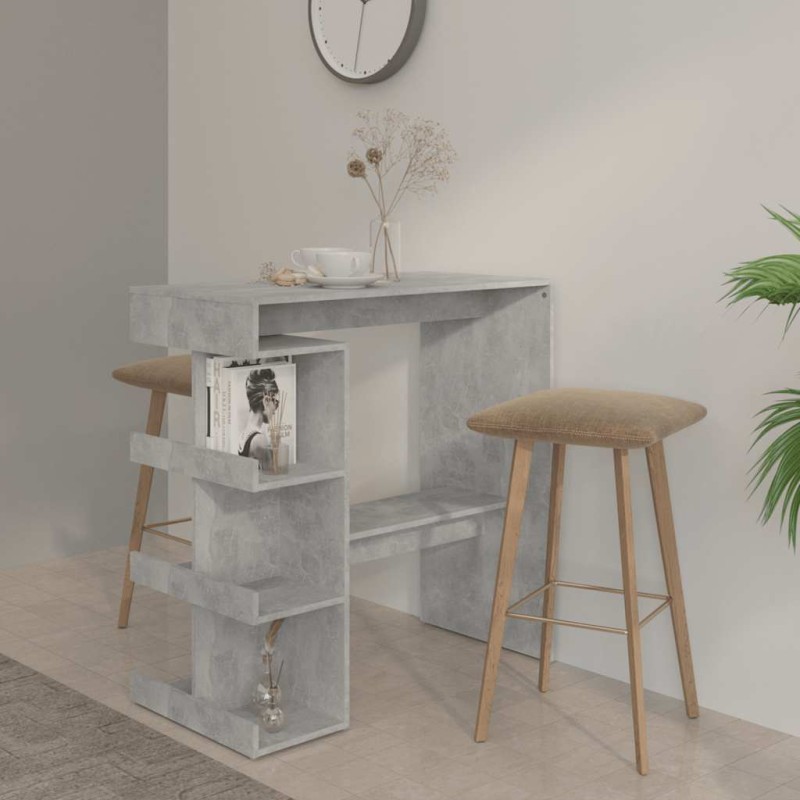 vidaXL Τραπέζι Μπαρ με Ράφια Γκρι Σκυρ. 100x50x101,5εκ. Επεξεργ. Ξύλο