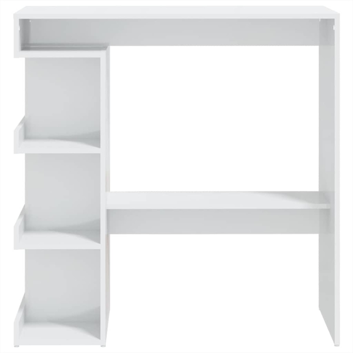 vidaXL Τραπέζι Μπαρ με Ράφια Γυαλ. Λευκό 100x50x101,5 εκ. Μοριοσανίδα