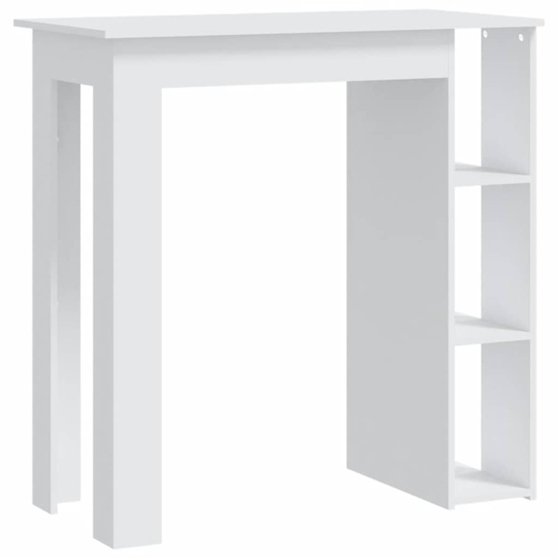 vidaXL Τραπέζι Μπαρ με Ράφια Λευκό 102 x 50 x 103,5 εκ.από Επεξ. Ξύλο