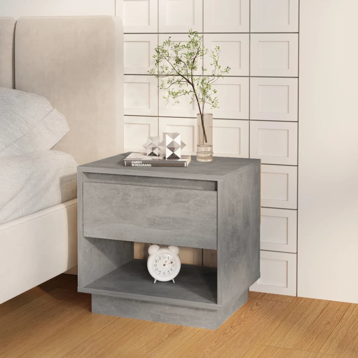vidaXL Κομοδίνο Γκρι του Σκυροδέματος 45 x 34 x 44 εκ. από Μοριοσανίδα