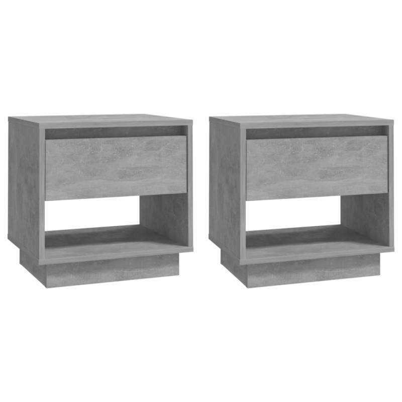 vidaXL Κομοδίνα 2 τεμ. Γκρι Σκυροδέματος 45 x 34 x 44εκ. Επεξεργ. Ξύλο