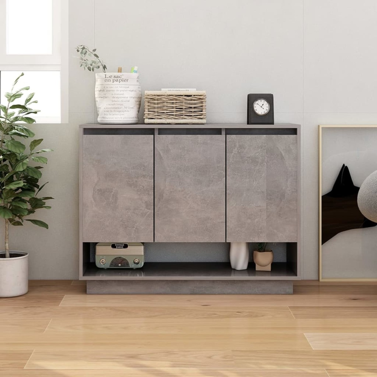 vidaXL Μπουφές Γκρι Σκυροδέματος 97 x 31 x 75 εκ. από Μοριοσανίδα