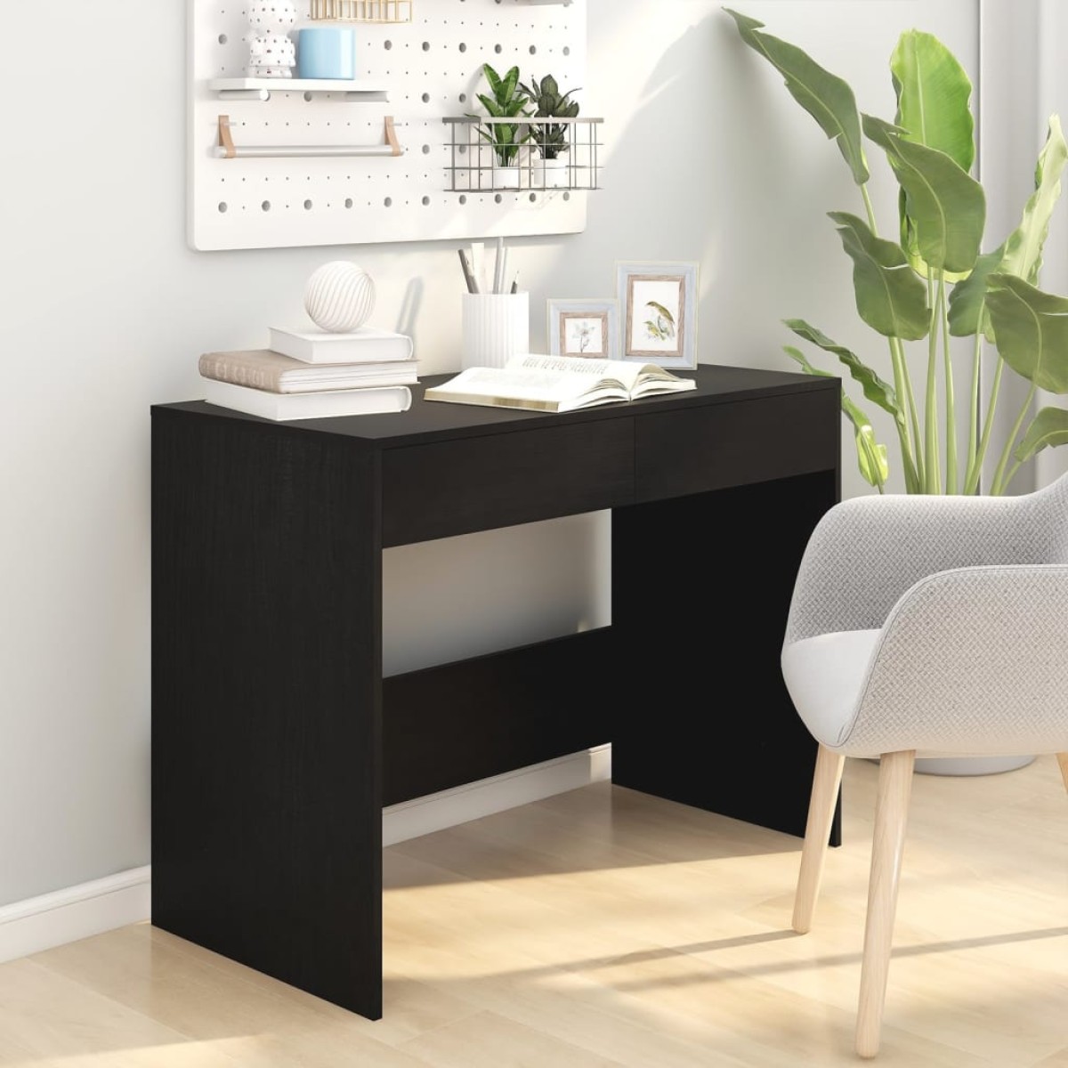 vidaXL Γραφείο Μαύρο 101 x 50 x 76,5 εκ. από Μοριοσανίδα
