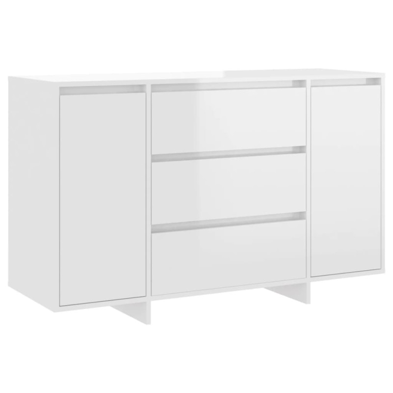 vidaXL Συρταριέρα με 3 Συρτάρια Γυαλ. Λευκό 120x41x75εκ από Επεξ. Ξύλο