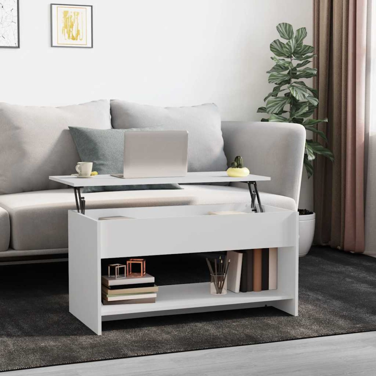vidaXL Τραπεζάκι Σαλονιού Λευκό 102 x 50 x 52,5 εκ. Επεξεργασμένο Ξύλο