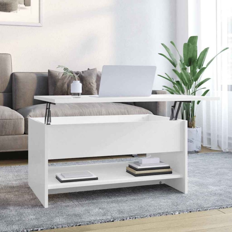 vidaXL Τραπεζάκι Σαλονιού Γυαλ. Λευκό 80x50x40 εκ. Επεξεργ. Ξύλο