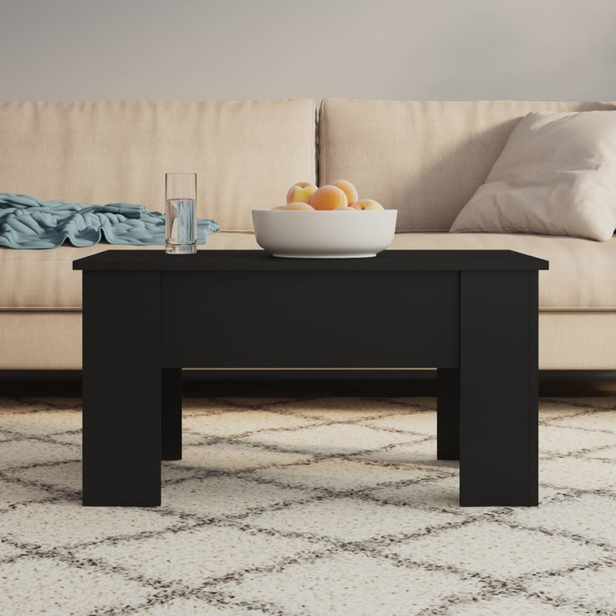 vidaXL Τραπεζάκι Σαλονιού Μαύρο 79 x 49 x 41 εκ. Επεξεργασμένο Ξύλο