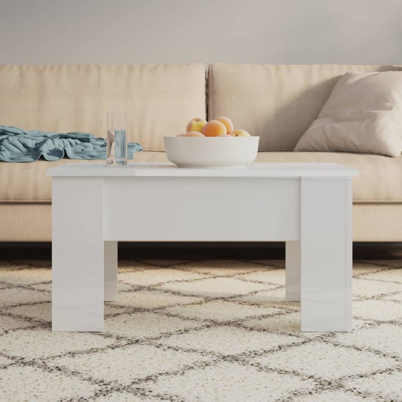 vidaXL Τραπεζάκι Σαλονιού Γυαλ. Λευκό 79x49x41 εκ. Επεξεργασμένο Ξύλο