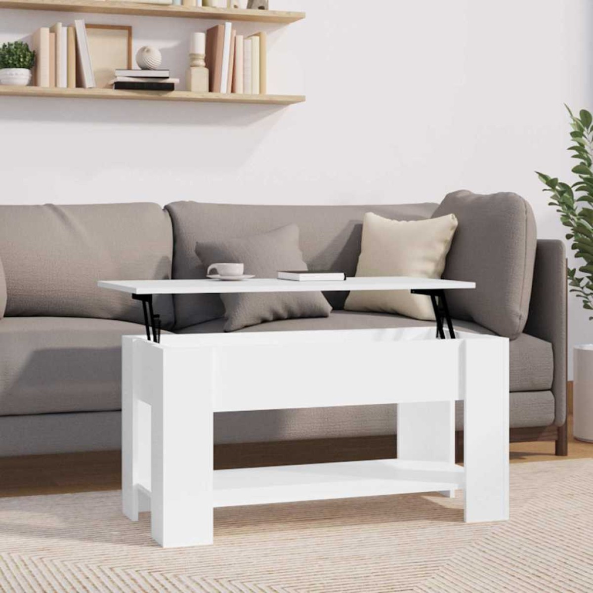 vidaXL Τραπεζάκι Σαλονιού Γυαλ. Λευκό 101x49x52 εκ. Επεξεργασμένο Ξύλο