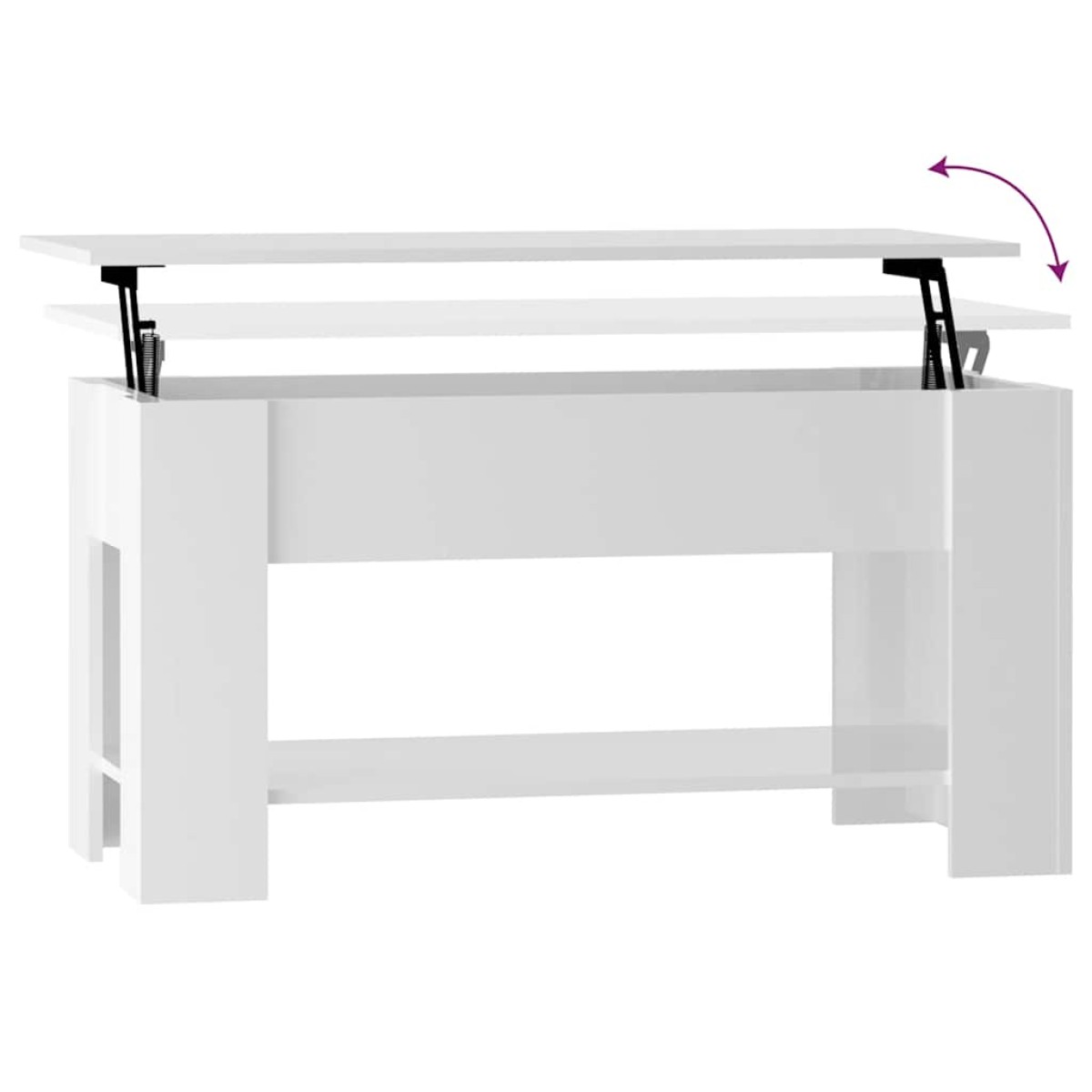 vidaXL Τραπεζάκι Σαλονιού Γυαλ. Λευκό 101x49x52 εκ. Επεξεργασμένο Ξύλο