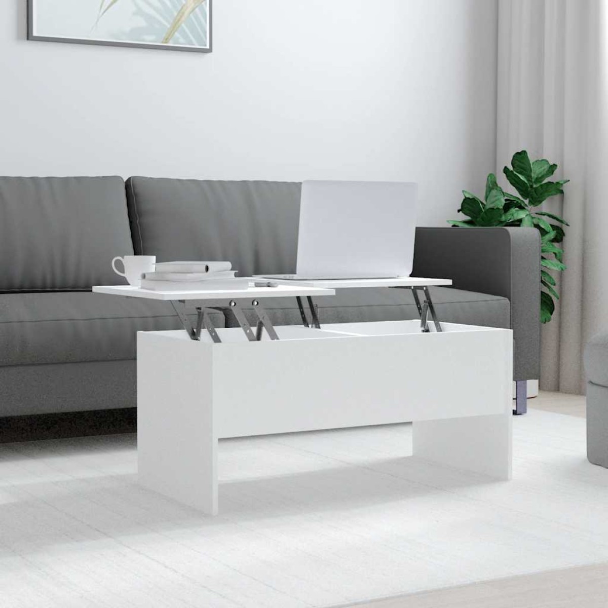 vidaXL Τραπεζάκι Σαλονιού Λευκό 102x50,5x46,5 εκ. Επεξεργασμένο Ξύλο