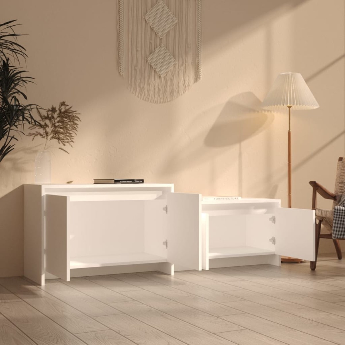 vidaXL Έπιπλο Τηλεόρασης Τοίχου Λευκό 146,5 x 35 x 50 εκ. Μοριοσανίδα