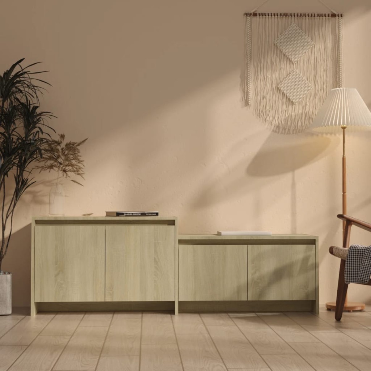 vidaXL Έπιπλο Τηλεόρασης Τοίχου Sonoma Δρυς 146,5x35x50εκ. Μοριοσανίδα