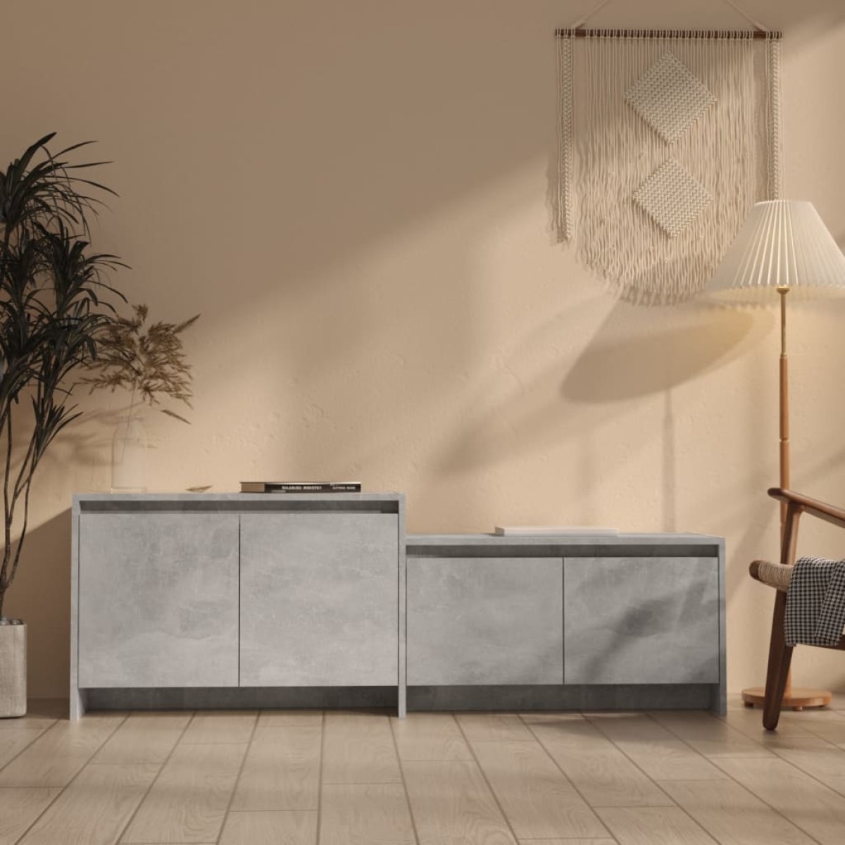vidaXL Έπιπλο Τηλεόρασης Γκρι Σκυρ. 146,5 x 35 x 50 εκ από Μοριοσανίδα