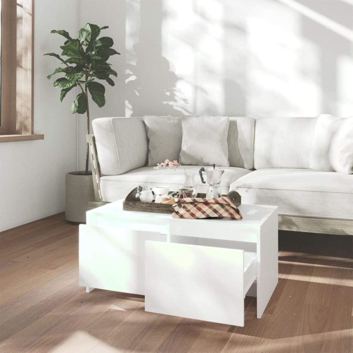 vidaXL Τραπεζάκι Σαλονιού Λευκό 90 x 50 x 41,5 εκ. από Μοριοσανίδα