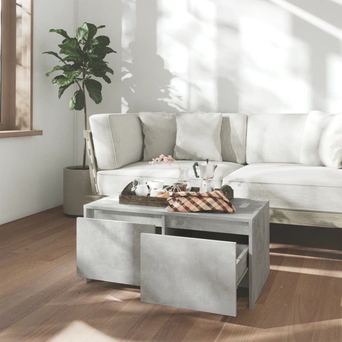 vidaXL Τραπεζάκι Σαλονιού Γκρι Σκυρ.90 x 50 x 41,5 εκ. από Μοριοσανίδα