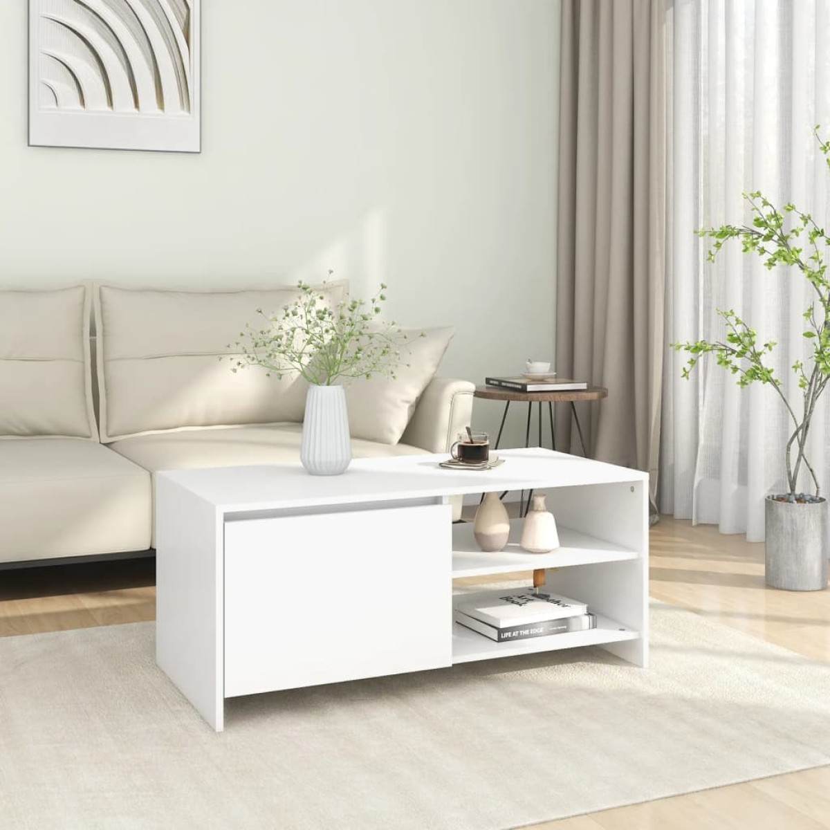 vidaXL Τραπεζάκι Σαλονιού Λευκό 102x50x45 εκ. από Επεξεργασμένο Ξύλο