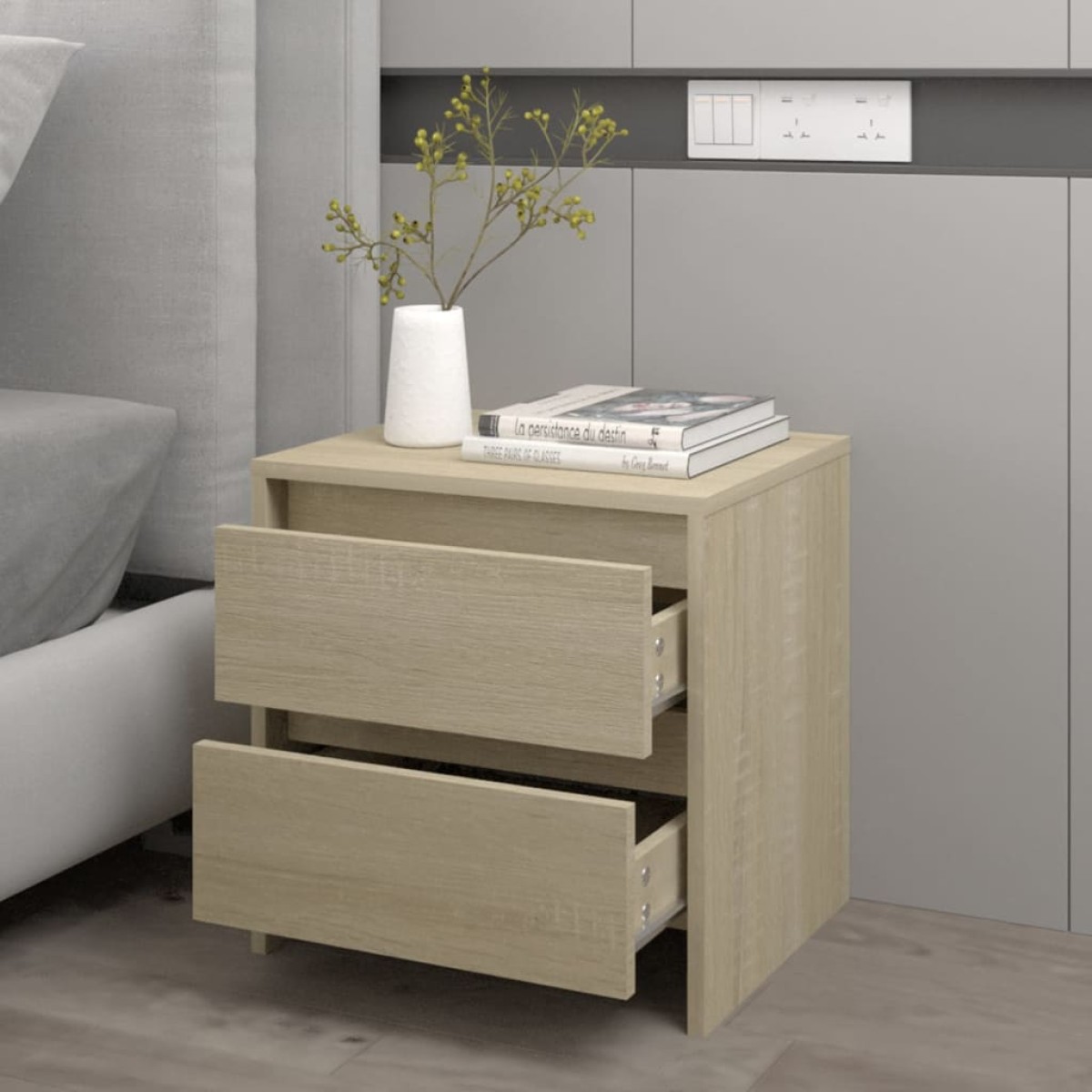vidaXL Κομοδίνο Sonoma Δρυς 45 x 34,5 x 44,5 εκ. από Μοριοσανίδα
