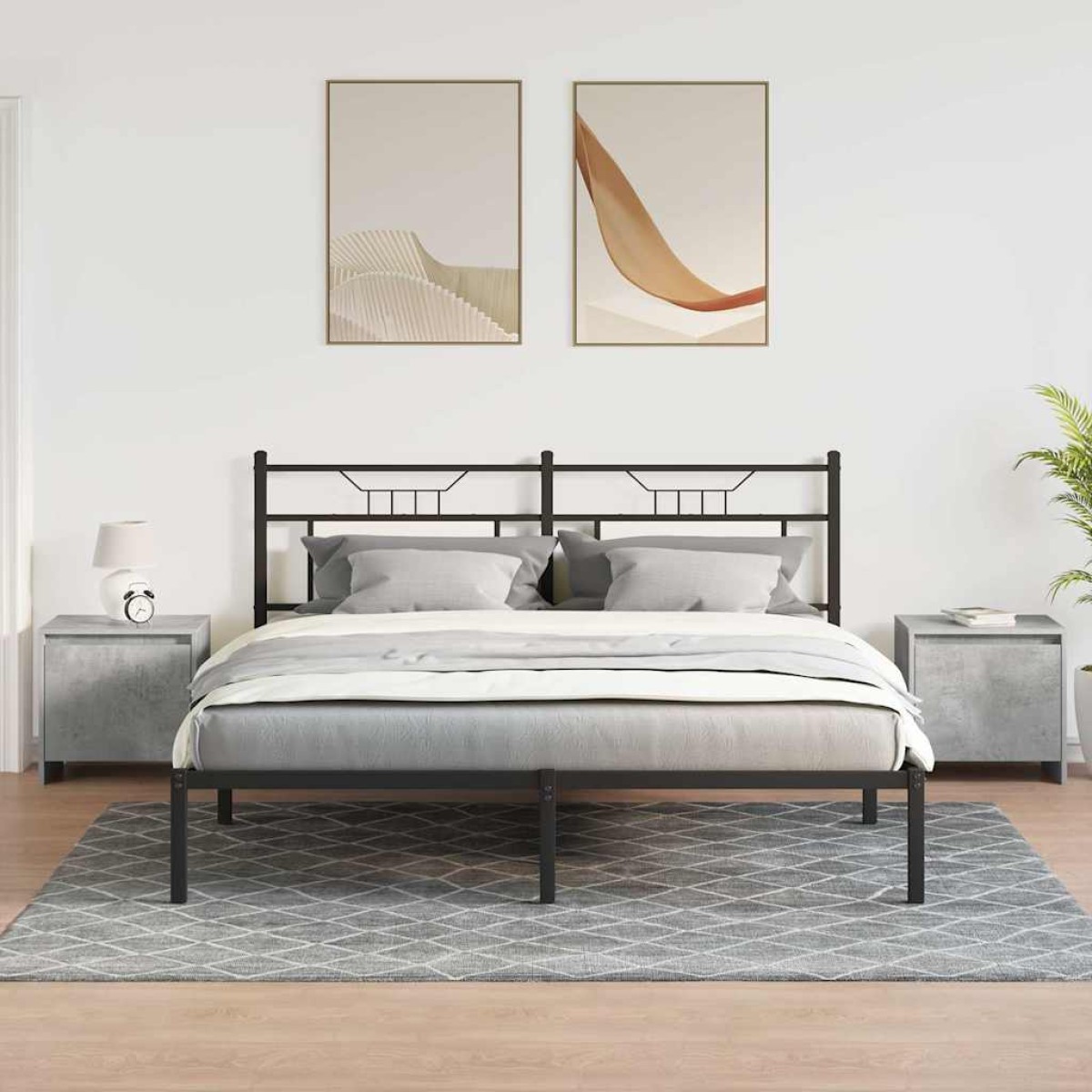 vidaXL Κομοδίνα 2 τεμ. Γκρι Σκυροδέματος 45x34x44,5 εκ. Μοριοσανίδα