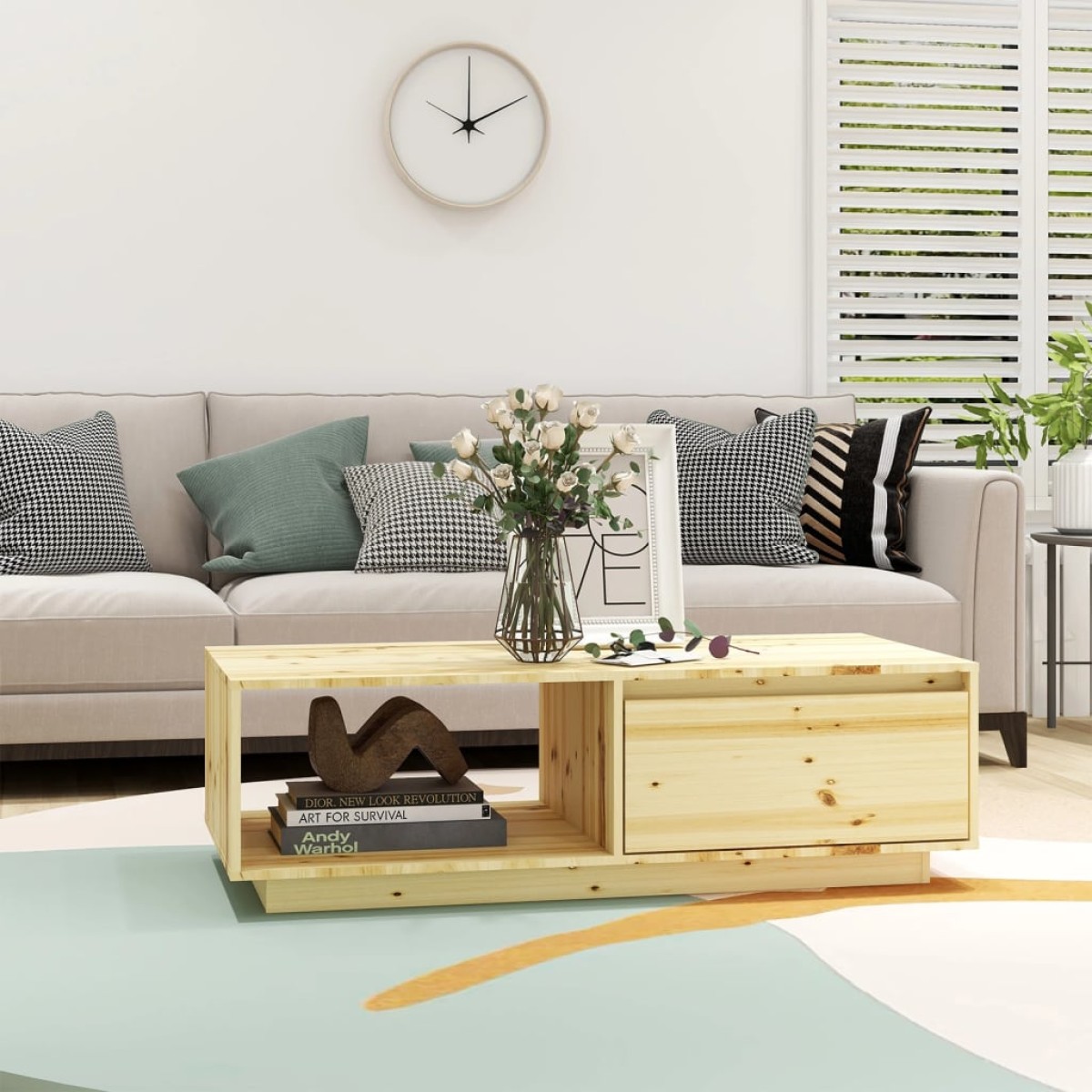vidaXL Τραπεζάκι Σαλονιού 110 x 50 x 33,5 εκ. από Μασίφ Ξύλο Ελάτης