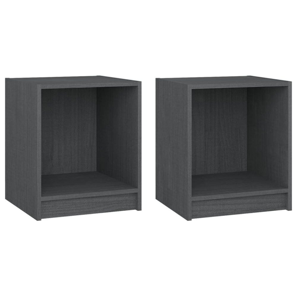 vidaXL Κομοδίνα 2 τεμ. Γκρι 35,5 x 33,5 x 41,5εκ από Μασίφ Ξύλο Πεύκου