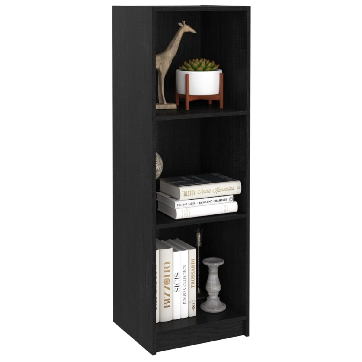 vidaXL Βιβλιοθήκη/Διαχωρ. Χώρου Μαύρο 36x33x110 εκ. Μασίφ Ξύλο Πεύκου