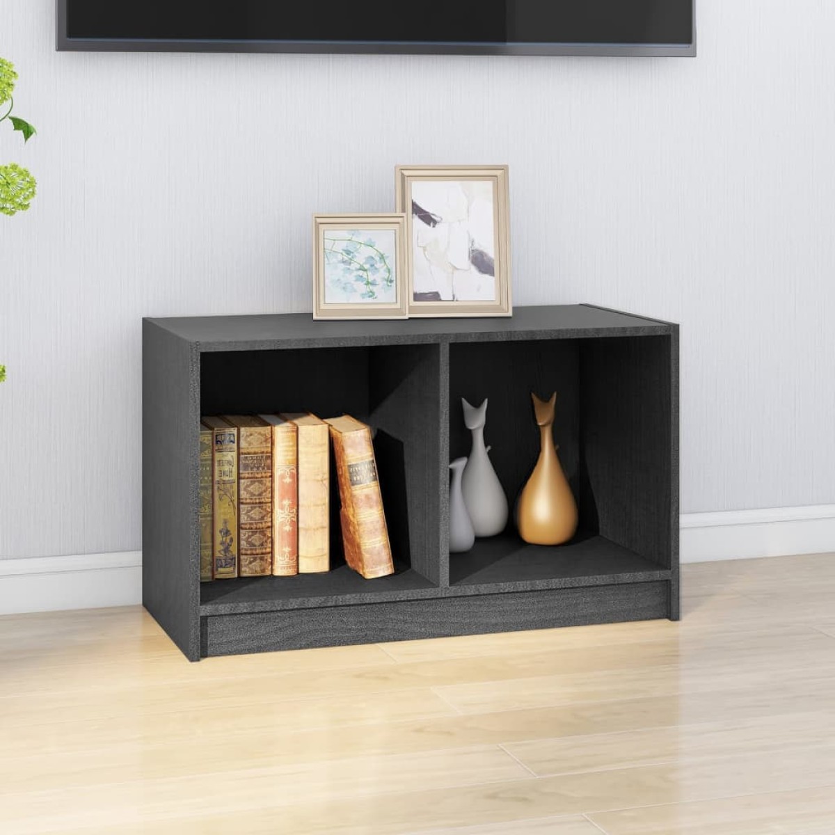 vidaXL Έπιπλο Τηλεόρασης Γκρι 70 x 33 x 42 εκ. από Μασίφ Ξύλο Πεύκου