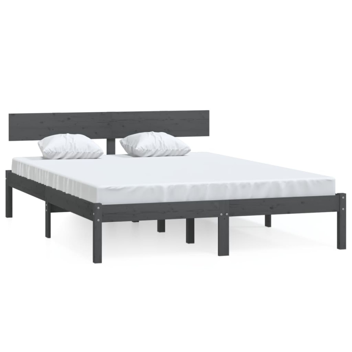vidaXL Πλαίσιο Κρεβατιού Γκρι 120x190 εκ. Μασίφ Ξύλο Small Double