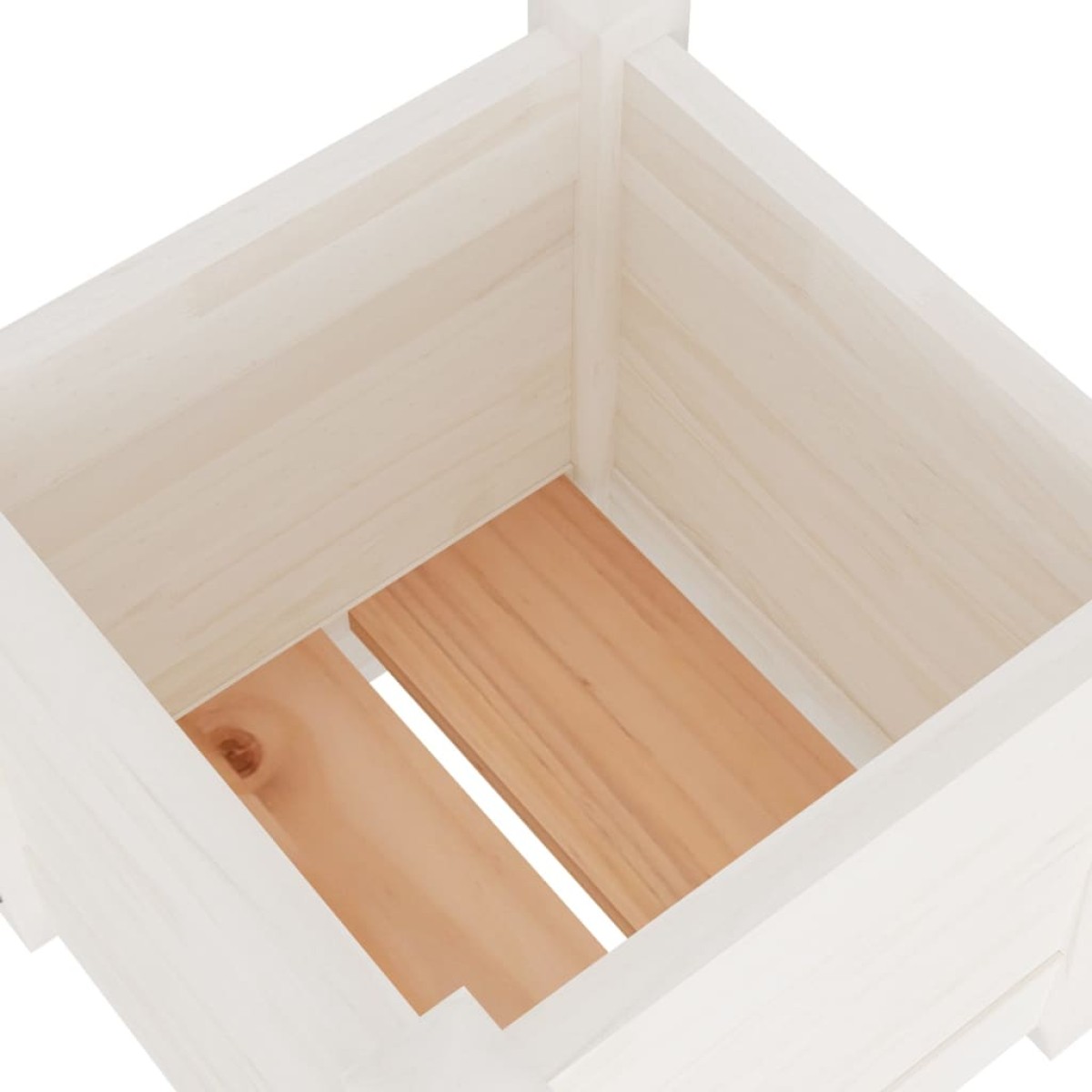 vidaXL Ζαρντινιέρα Λευκή 31 x 31 x 31 εκ. από Μασίφ Ξύλο Πεύκου