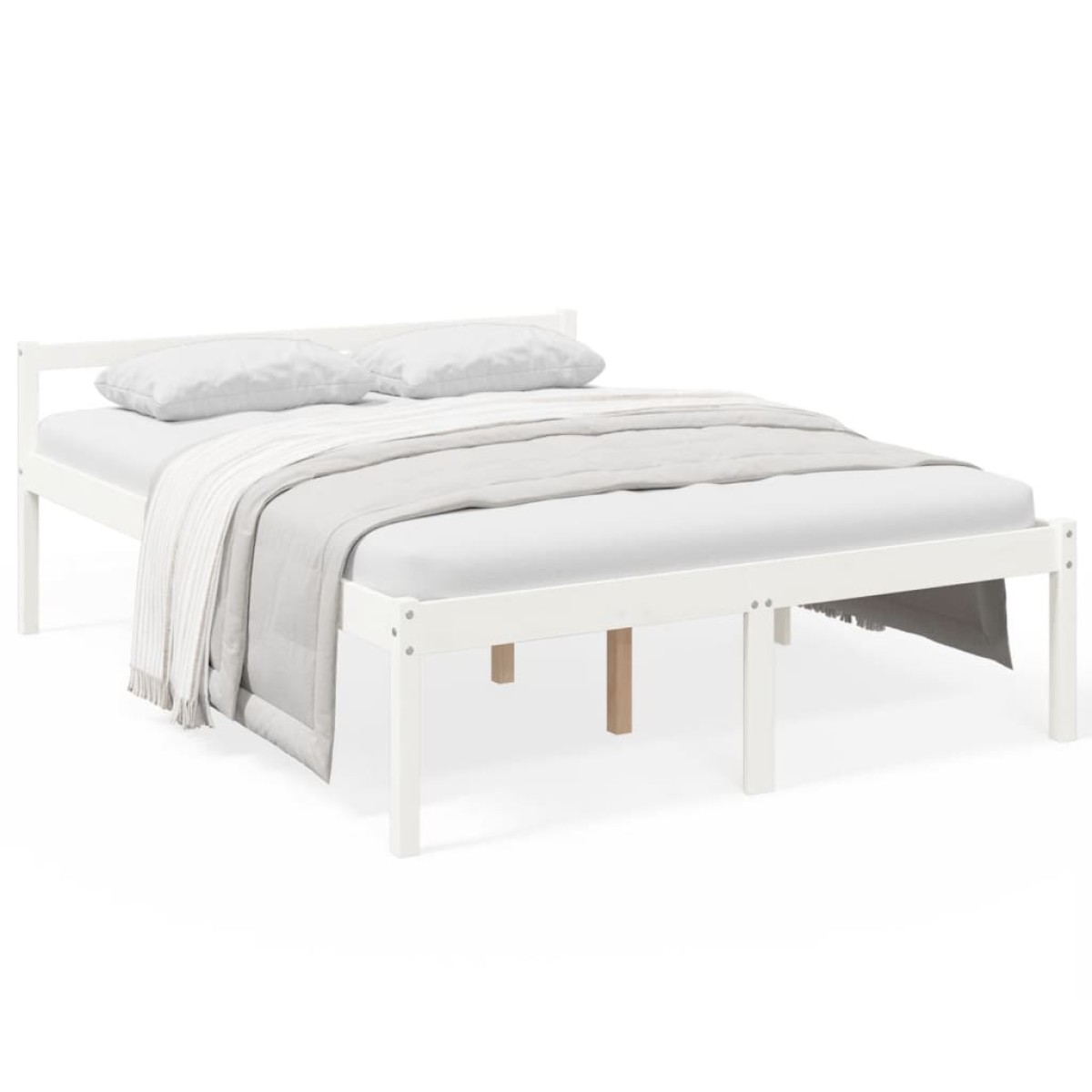 vidaXL Κρεβάτι Ηλικιωμένων Λευκό 150x200εκ Μασίφ Ξύλο Πεύκου King Size