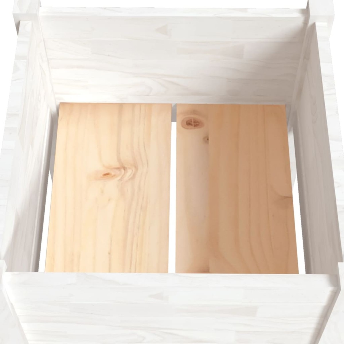 vidaXL Ζαρντινιέρα Λευκή 40 x 40 x 70 εκ. από Μασίφ Ξύλο Πεύκου